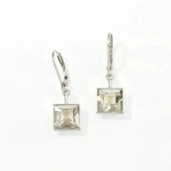 Touchstone Crystal Jewelry - Touchstone Crystal by Swarovski Prima Earrings, Silver Shade